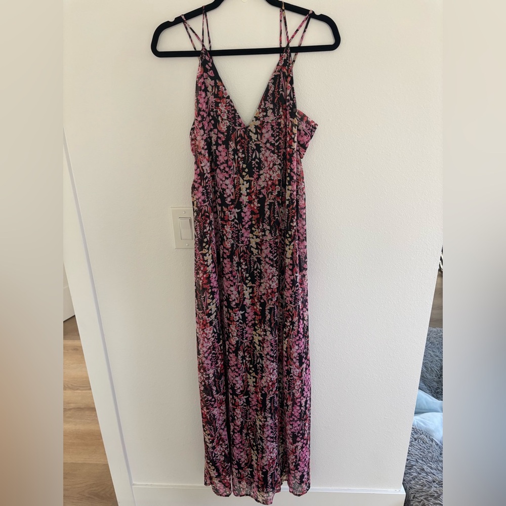 Lulu's Black and Pink Floral Maxi Dress